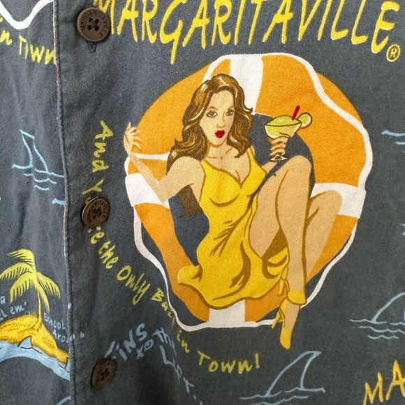 Jimmy Buffett Margaritaville Shirt Mens S PinUp Girls Retro Rockabilly Hawaiian - Picture 2 of 4